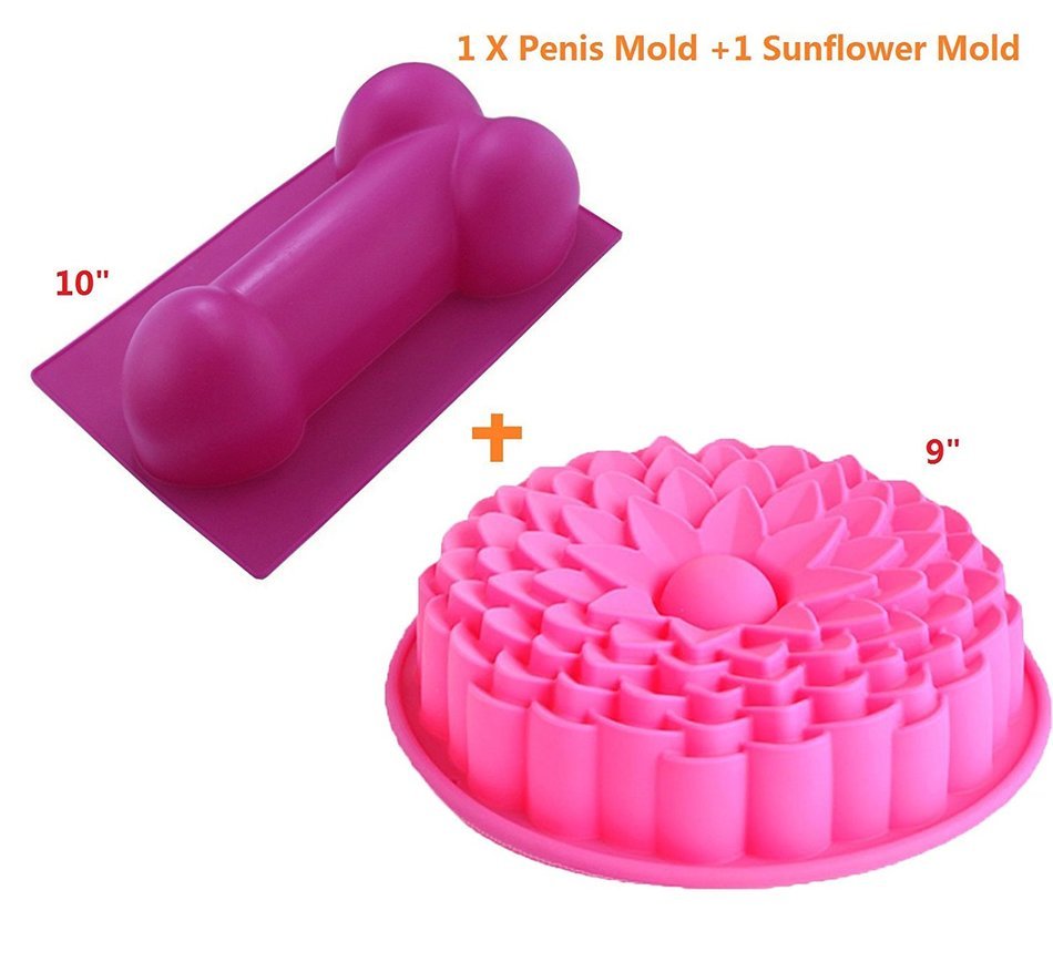 Aikoi Silicone Fluted 10 Inch Mold and 1 X 9" Silicone Sunflower Mold DIY Making Cake, Bread, Mousse N3