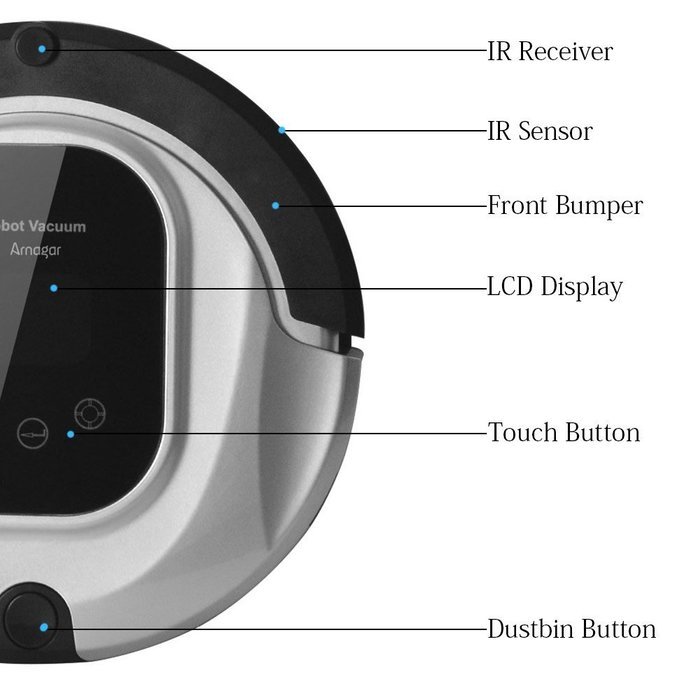 Robot Vacuum Cleaner Self-Docking with Drop-Sensing Ar-Q3S Silver