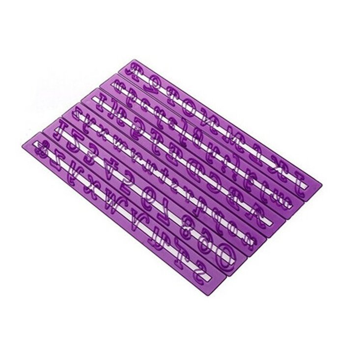 MuLuo Purple Ribbon 26 letters Fondant Lace Ribbon Die Fondant Cake Molds N2