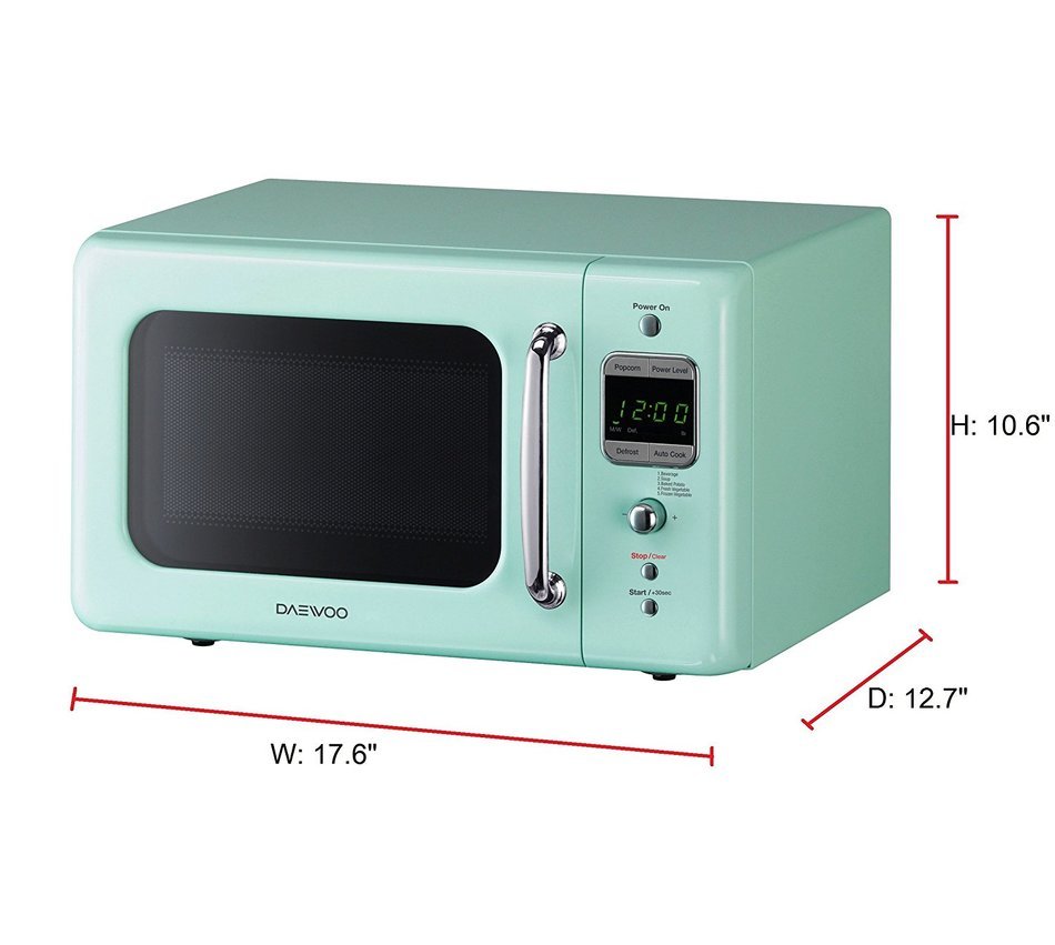Daewoo Retro Microwave Oven 0.7 Cu Ft, Mint Green 700W N6