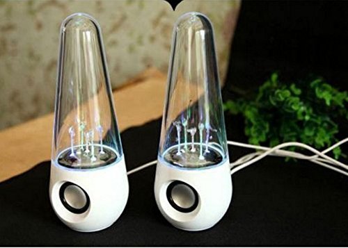 WELLENTWhite Colorful Tumbler Music Fountain Dancing Water USB Power LED Light Mini Speaker N2