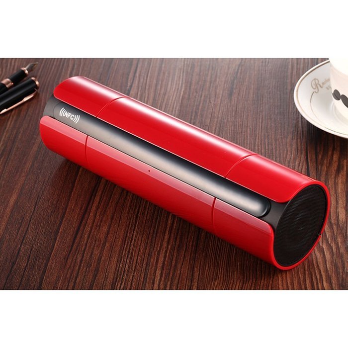PIXNOR Bluetooth Speaker Stereo Subwoofer with Built-in Microphone FM Radio (Red) N3