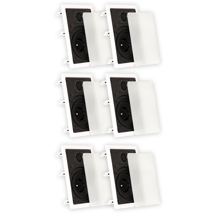 Theater Solutions TSS6W In Wall 6.5" Speakers Surround Sound Home Theater Deluxe 3 Pair Pack 3TSS6W