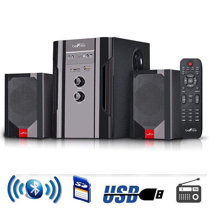beFree Sound 2.1 Bluetooth Speaker System for any PC or Home Entertainment with FM Radio, SD and full function... N4