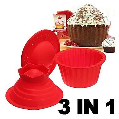 Kaifina Big Top Cupcake Pan Giant Silicon Mold Bake 3 Set