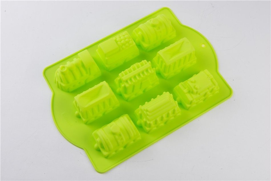 9 Hole Train Shape Silicone Thick Cake Mold Mould Baking Supply N3
