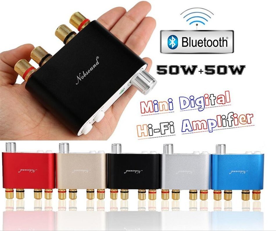 Nobsound NS-10G Mini Bluetooth 4.0 Digital Amplifier 100W HiFi Amp with Power Supply (Blue) N27