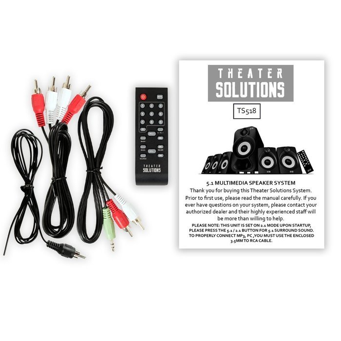Theater Solutions TS518 Bluetooth Home Theater 5.1 Speaker System with Powered Sub and FM Tuner N2