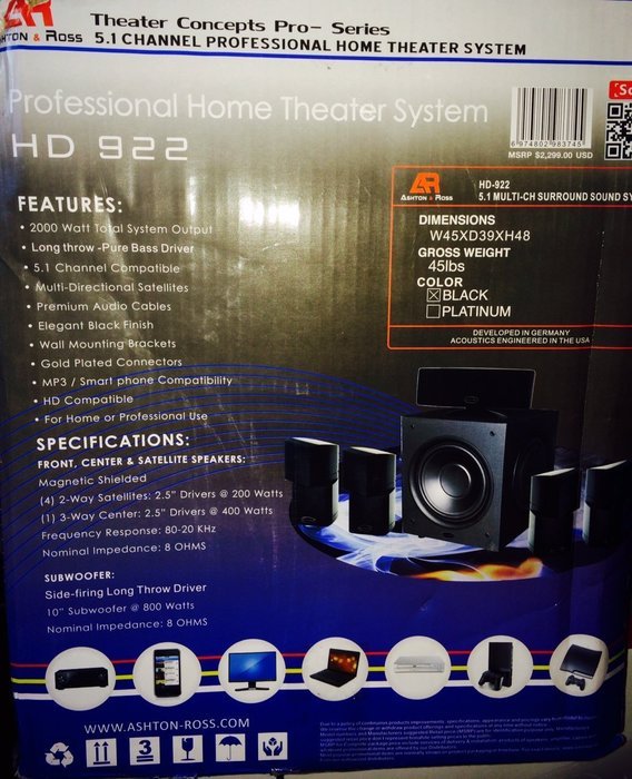 Ashton & Ross HD-922 Professional Home Theatre System