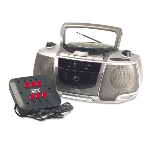 AmpliVox Six-Station Listening Center/Boombox Gray Top loading CD player AM/FM Stereo Tuner