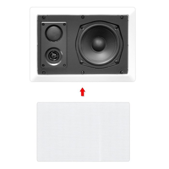 Pyle In-Wall / In-Ceiling Dual 8.0'' Enclosed Speaker Systems, 2-Way Flush Mount Stereo Speakers (Pair) N4
