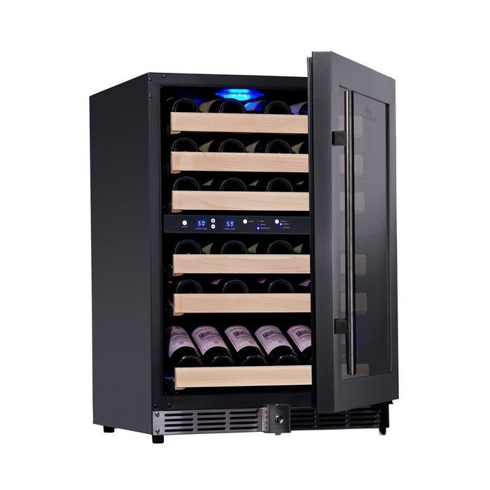 KingsBottle 46 Bottle Dual Zone Wine Cooler, Stainless Steel with Glass Door N12
