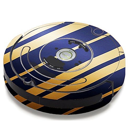 Skin Decal Vinyl Wrap For IRobot Roomba 650 655 Vacuum / Blue Gold Stripes