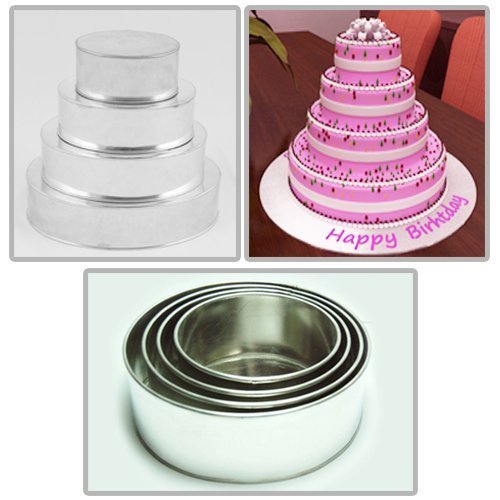 4 Tier Round Multilayer Wedding Birthday Anniversary Baking Cake Tins Cake Pans 6" 8" 10" 12" - EUROTINS