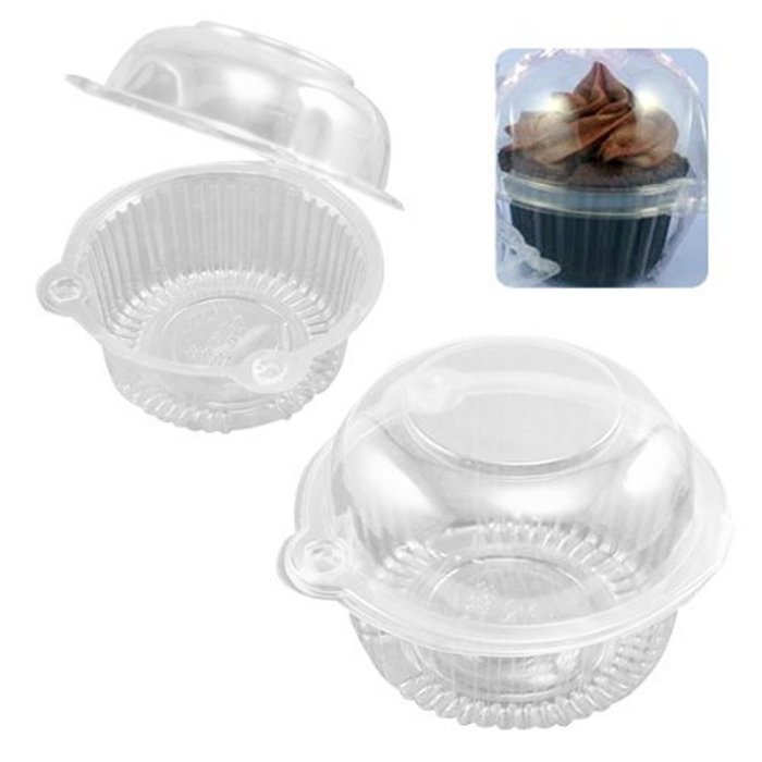 Eforcase 25/50/100/300 Pcs Plastic Single Individual Cupcake Muffin Dome Holders Cases Boxes Cups Pods (100 Pcs) N4