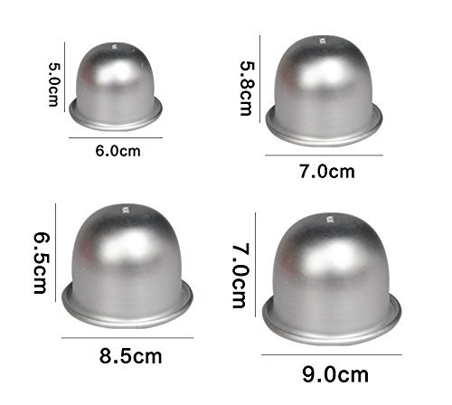 Astra Gourmet Set of 4 Aluminum Deep Semicircle Round Chiffon Cake Pan Bobbi Doll Princess Cake Mold Pudding Dessert... N2