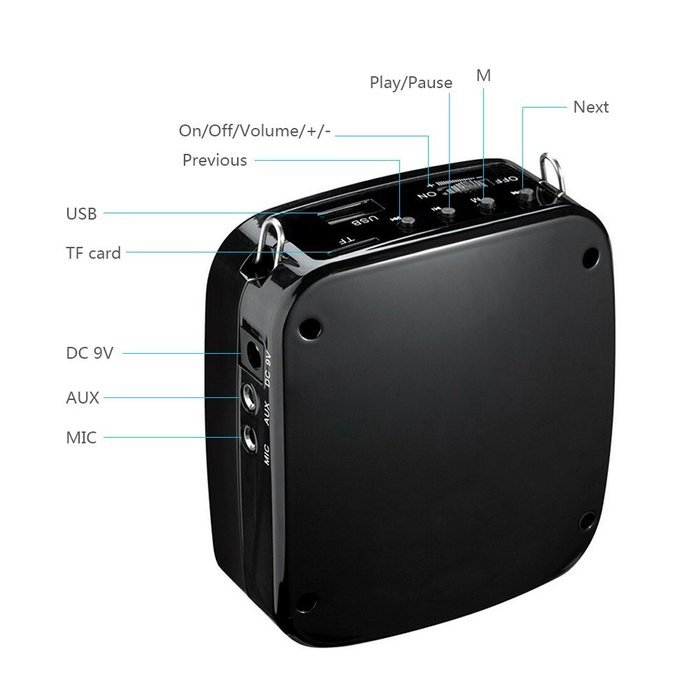 WinBridge WB003 High-Power 18W Portable PA Voice Amplifier with 7.4V/1200MAh Lithium Battery Suitable for Tour... N6