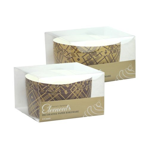 Hanna K. Signature 4 Count Elements Round Baking Pans, 5", Brown Plaid