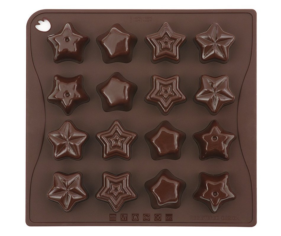 Pavoni CHOCO04 Platinum Silicone Stars Chocolate Mould, Brown