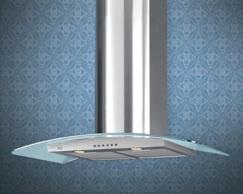 600 CFM Glass Canopy Chimney Wall Hood