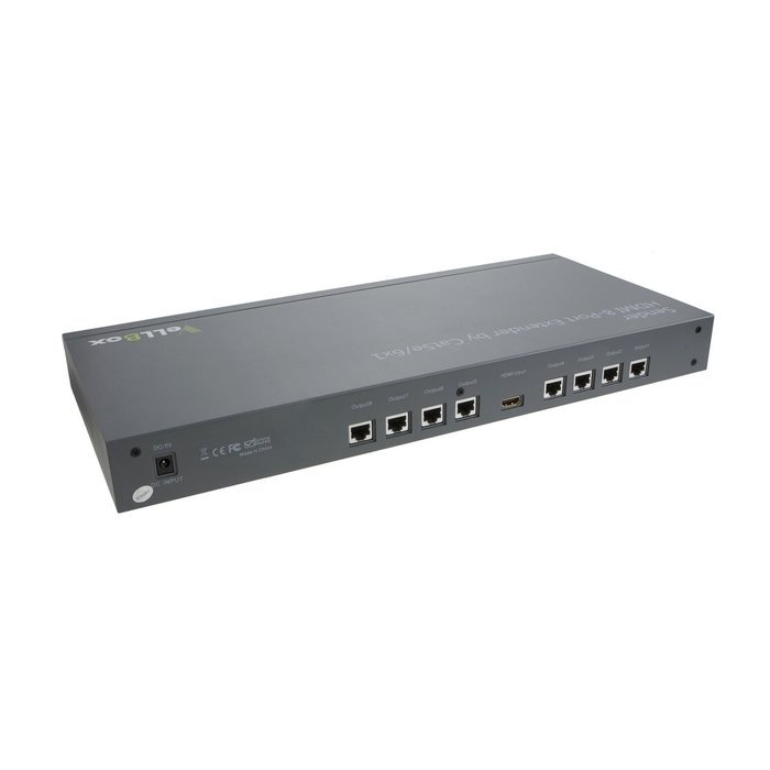 VeLLBox HDMI 4-port Extender by cat-5e/6 cable 50m Support Resolution up to 1080p, Universal Power Adapter, Grey N10