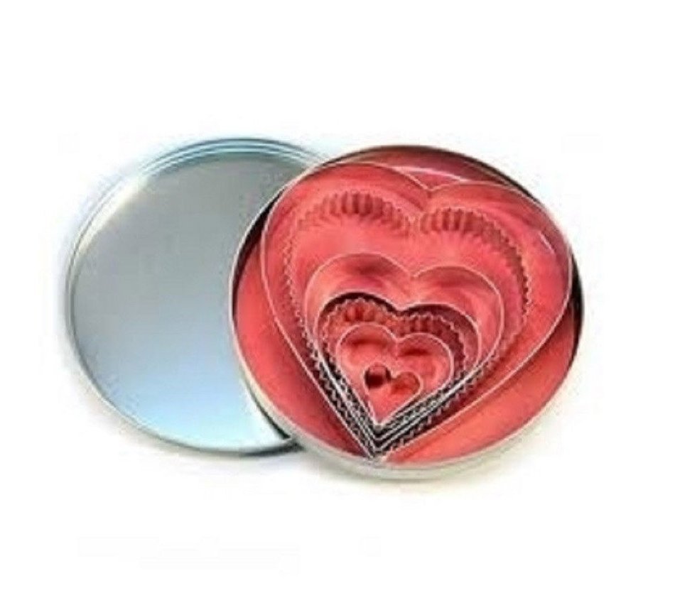 Craftsmen Tinplated 7 Heart Round and Crinkle Cookie Cutter Set 3630 New