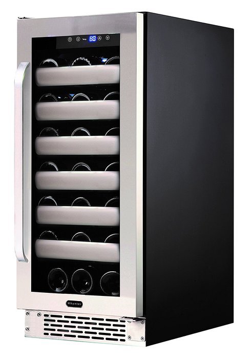 Whynter BWR-331SL Elite 33 Bottle Seamless Door Single Zone Built-in Wine Refrigerator, Stainless Steel/Black N2