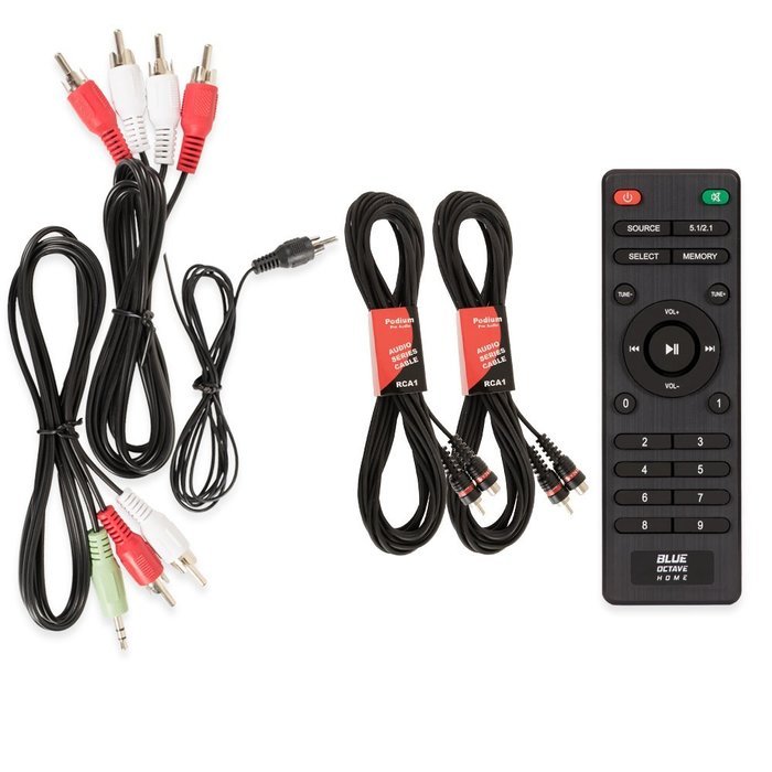 Blue Octave B51 Home Theater 5.1 Powered FM Speaker System with USB / SD and 2 Extension Cables N2
