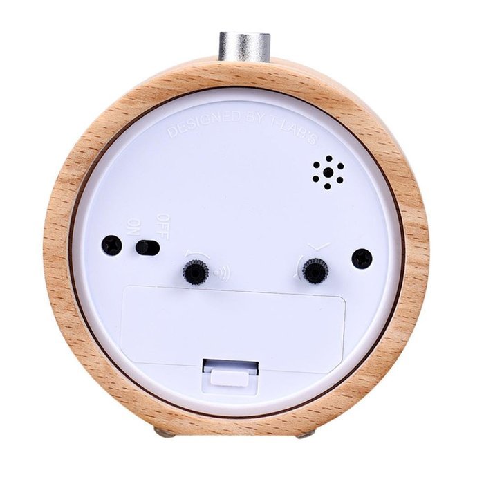 DZT1968 Round Wooden Silent Alarm Clock With Night Light N5