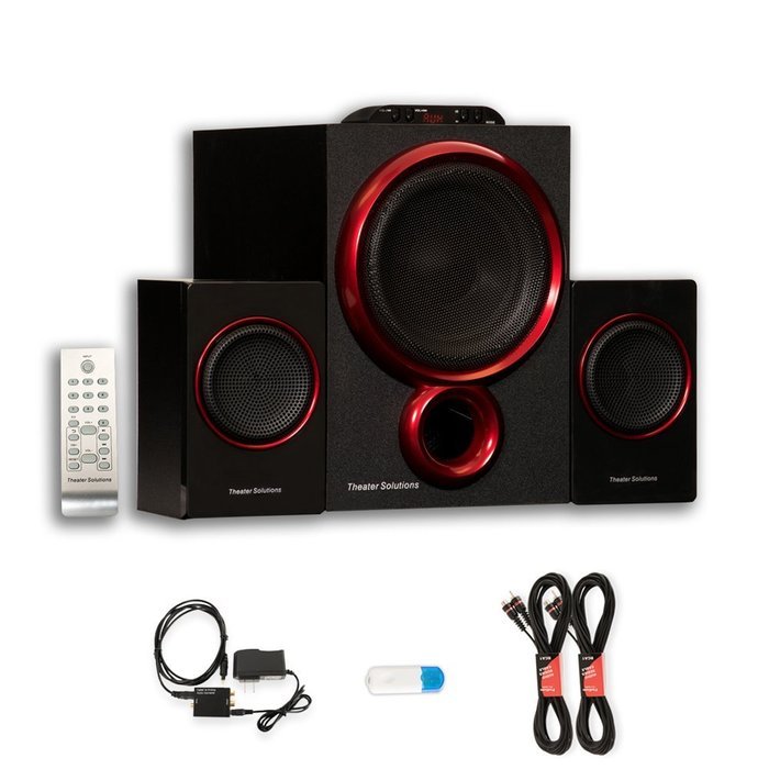 Theater Solutions TS212 Powered 2.1 Speaker System with Bluetooth Digital Input and 2 Ext. Cables N2