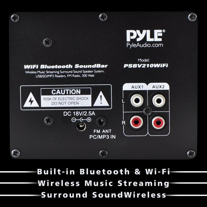 Pyle WiFi Sound Bar Speakers - Sound Base - 2.0-Channel Home Theater Speaker System, - USB/SD/MP3 Readers - Black...
