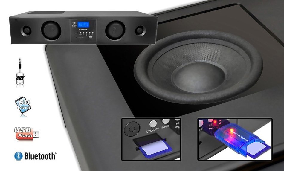 Pyle WiFi Sound Bar Speakers - Sound Base - 2.0-Channel Home Theater Speaker System, - USB/SD/MP3 Readers - Black... N3