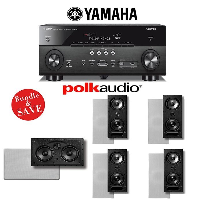 Yamaha AVENTAGE RX-A760BL 7.2-Channel Network A/V Receiver + Polk Audio Vanishing Series 5.0 In-Wall Home Speaker...