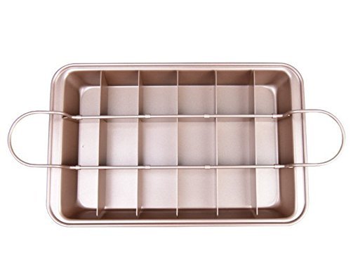Astra Gourmet Nonstick Carbon Steel Precut Brownie Pan Set,12-inch by 8-inch by 1 1/2-inch(Champagne Gold) N3