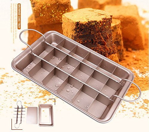 Astra Gourmet Nonstick Carbon Steel Precut Brownie Pan Set,12-inch by 8-inch by 1 1/2-inch(Champagne Gold) N4