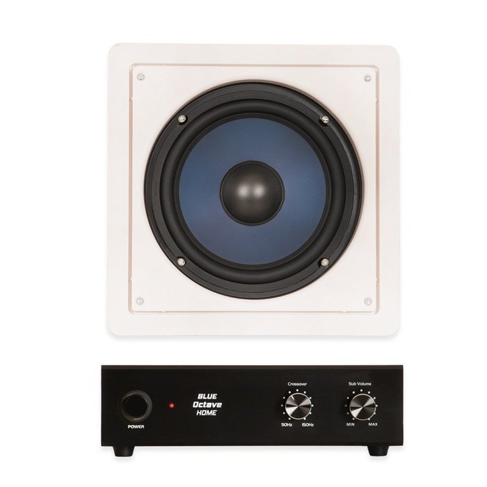 Blue Octave RW8 In Wall 8" Passive Subwoofer Speaker Home Theater Sub and Amplifier N3
