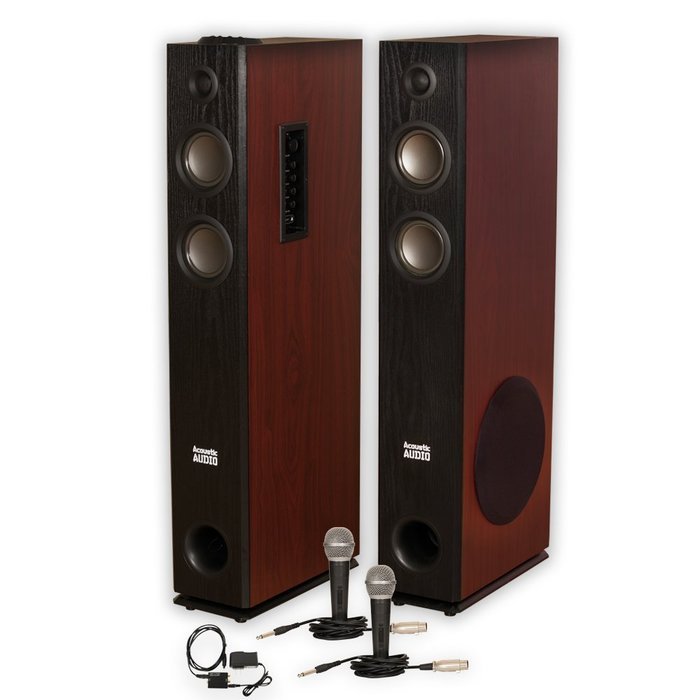 Acoustic Audio TSi600 Bluetooth Powered Floorstanding Tower Multimedia Speakers with Optical Input and Mics TSi600DM2