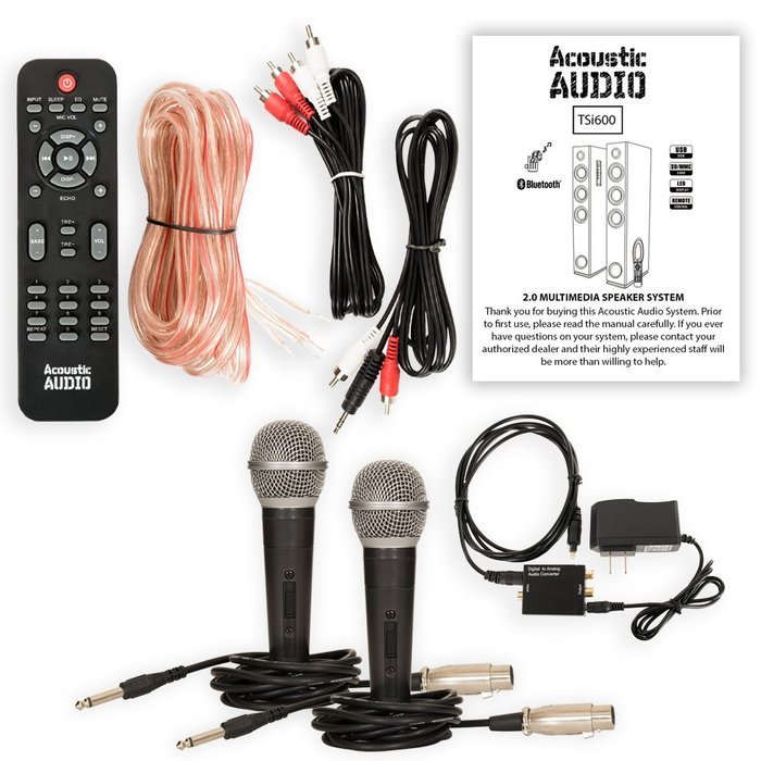 Acoustic Audio TSi600 Bluetooth Powered Floorstanding Tower Multimedia Speakers with Optical Input and Mics TSi600DM2 N2