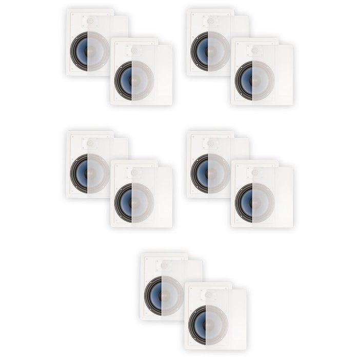 Blue Octave LW82 In Wall 8" Speakers Home Theater Surround Sound 2-Way 5 Pair Pack