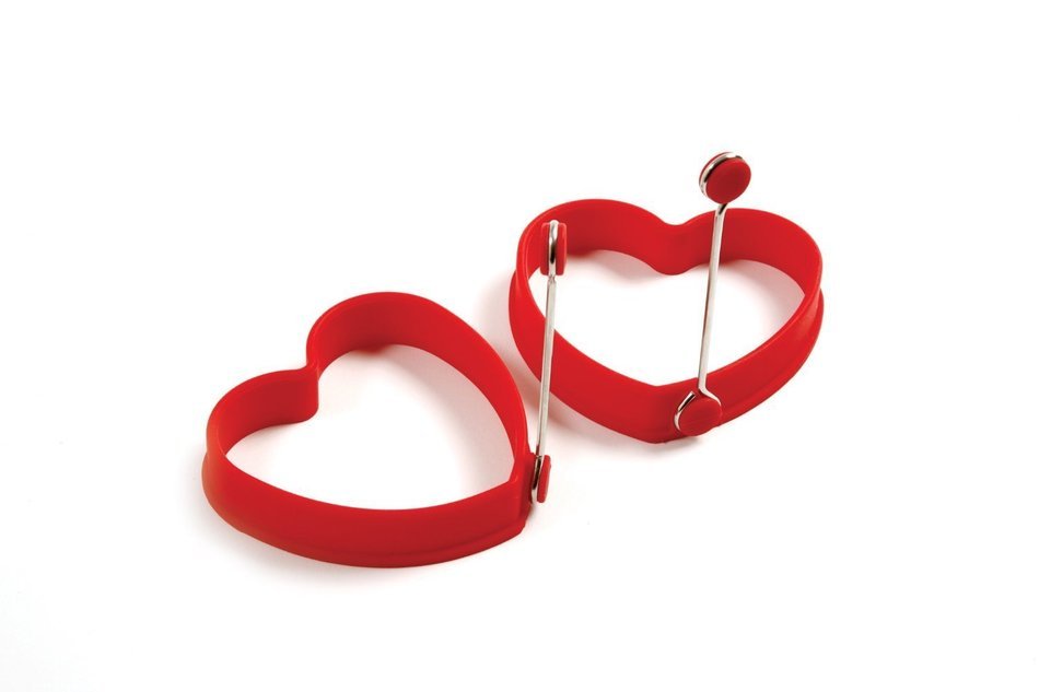 GHMZ Set of 2 Silicone Egg Pancake Ring Heart,Red