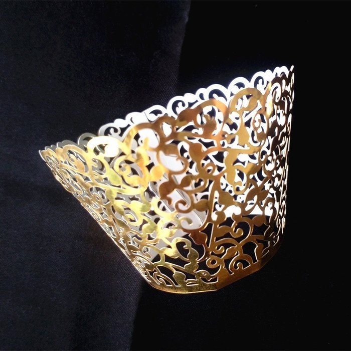 Tinksky 60pcs Vine Filigree Lace Cupcake Wrapper Wraps Liner Wedding Party Festival Cake Decoartion (Golden Yellow) N3