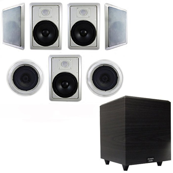 Acoustic Audio HT-87 In-Wall/Ceiling 7.1 Home Theater 8" Speakers and 6.5" Powered Sub HT-87-PS6 N3