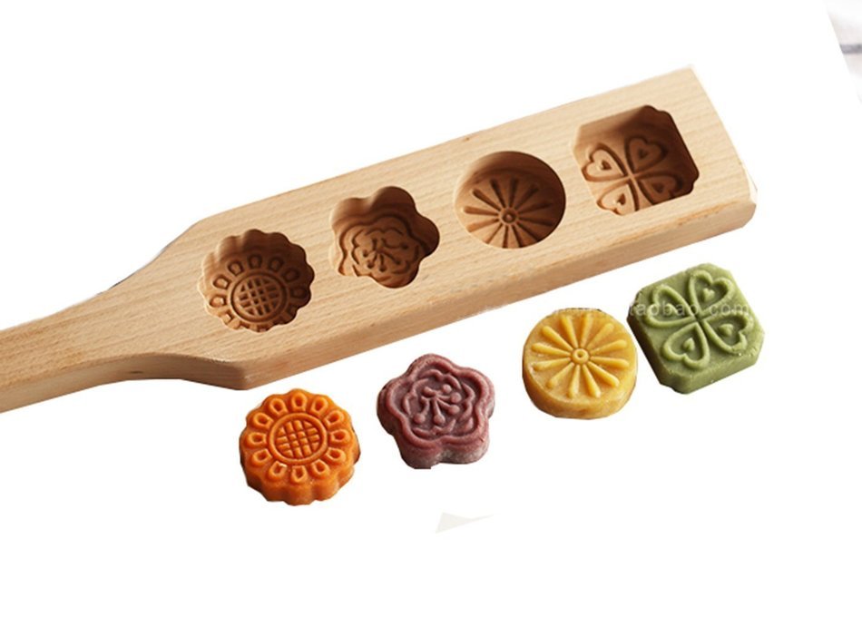 D-Sun Wooden Pasta Cake Steamed Pumpkin Pie Pasta Rice Cake Green Bean Cake Wooden Baking Mold N4