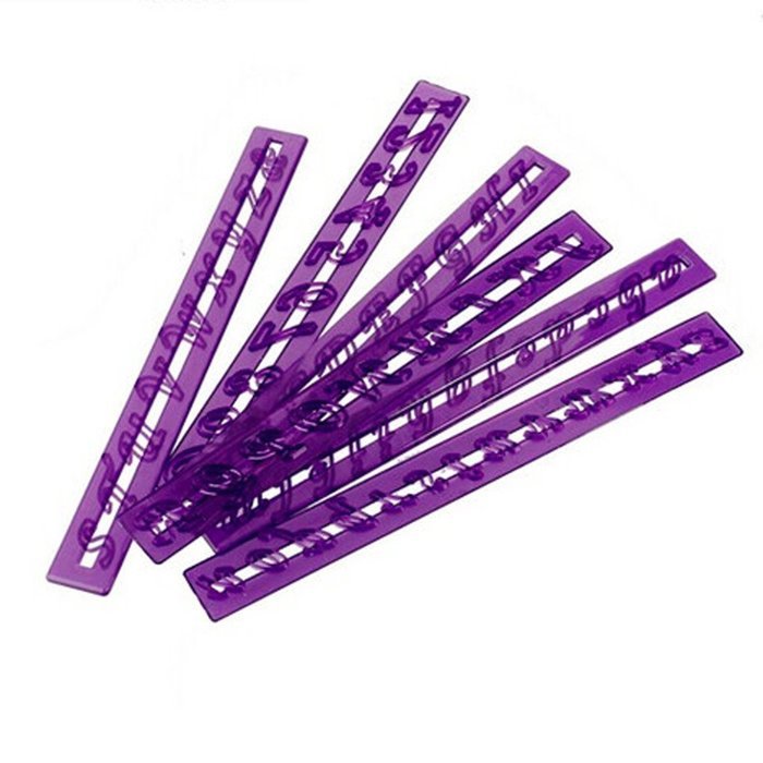 MuLuo Purple Ribbon 26 letters Fondant Lace Ribbon Die Fondant Cake Molds N3