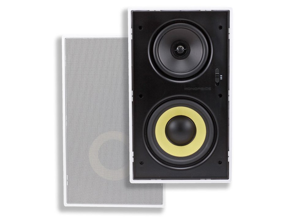 Monoprice 107604 Dual Woofer Micro Flange In-Wall Speakers (Pair) N4
