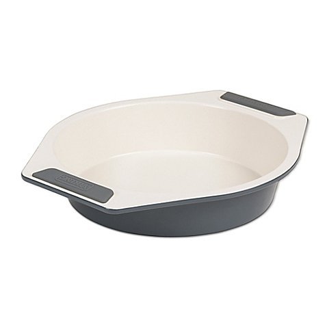 Viking Ceramic Coated 9-Inch Round Cake Pan in Cream/Grey