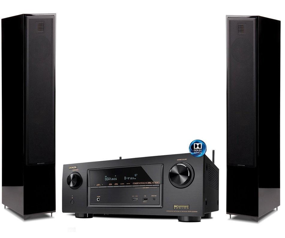 Martin Logan Motion 40 Back Floorstanding Speakers with Denon AVR-X2200W A/V Receiver