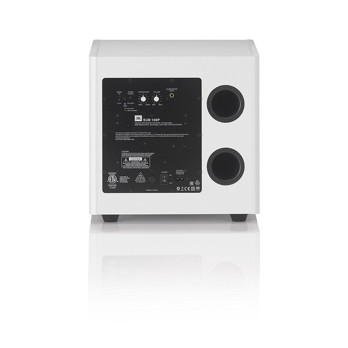 JBL Sub 100 White 10-Inch Powered Subwoofer with High-Efficiency Class D Amplifier (White) N4