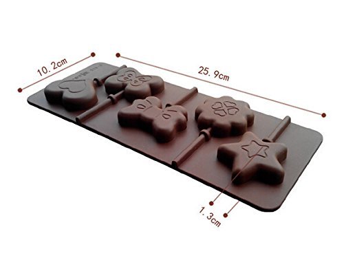 HSE New Fondant Moulds 5 Holes Lovely Creative Star And Heart Shaped 3D Silicone Bakeware Lollipop Mold