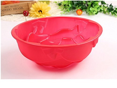 Luniquz 9" Rose Flower Cake Mold Non-stick Silicone Baking Mould -Red N4